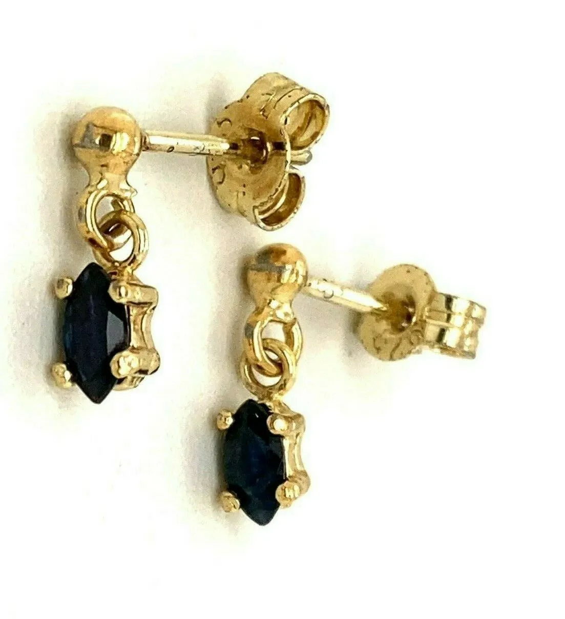 Sapphire & 9ct Yellow Gold Drop/Dangle Earrings for Pierced Ears - Fine Jewellery