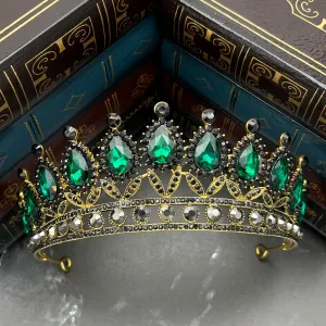 Saya's Tiara in Green, Gray & Antique Gold