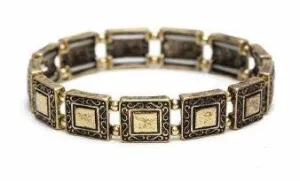 Scroll Square Bracelet Antique Gold