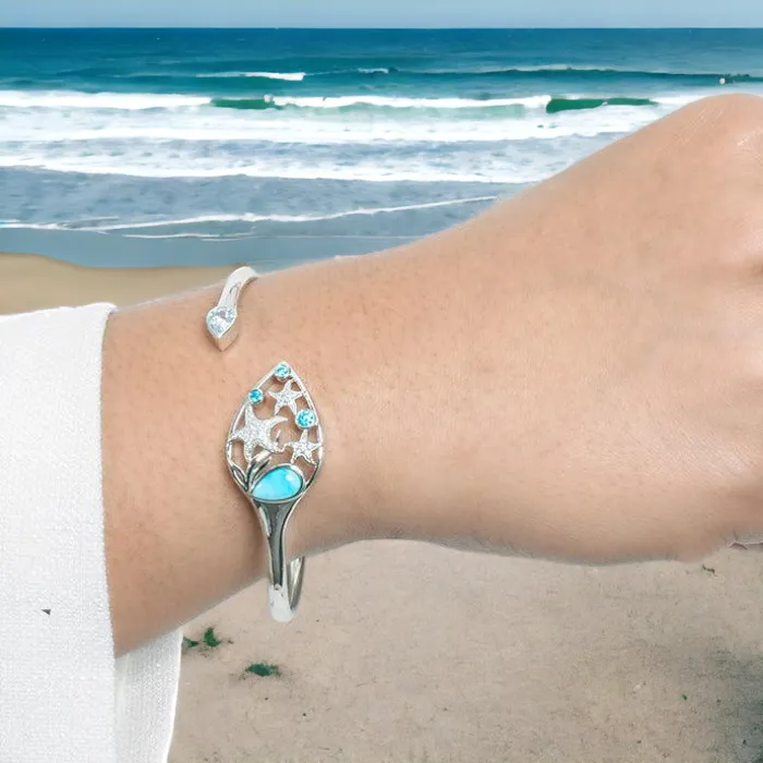 Sea Star Water of Life Larimar Topaz Sleek Bangle Bracelet by Alamea