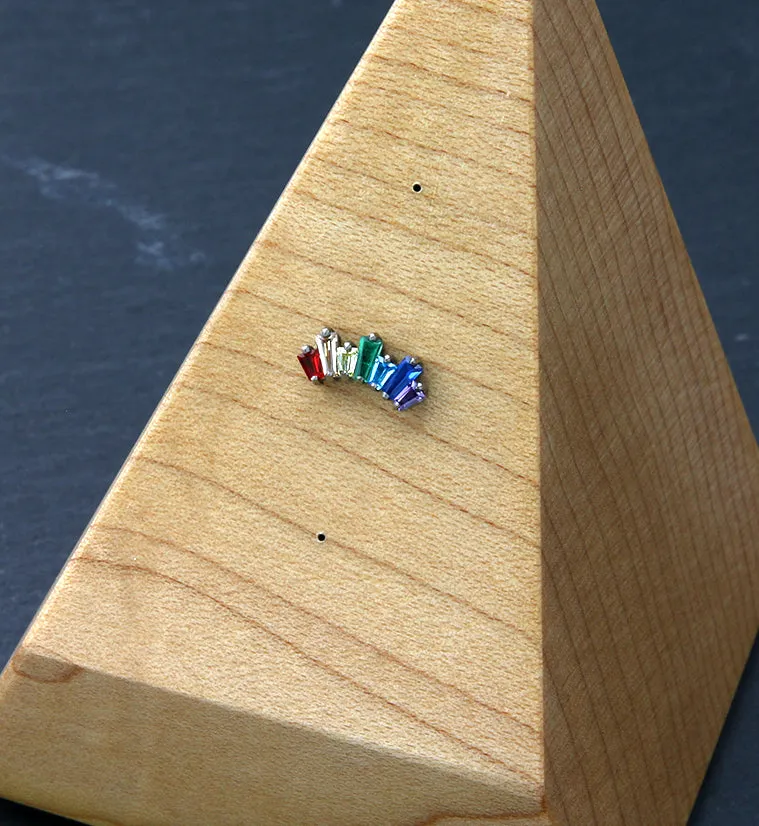 Septennial Rainbow CZ Threadless Titanium Top