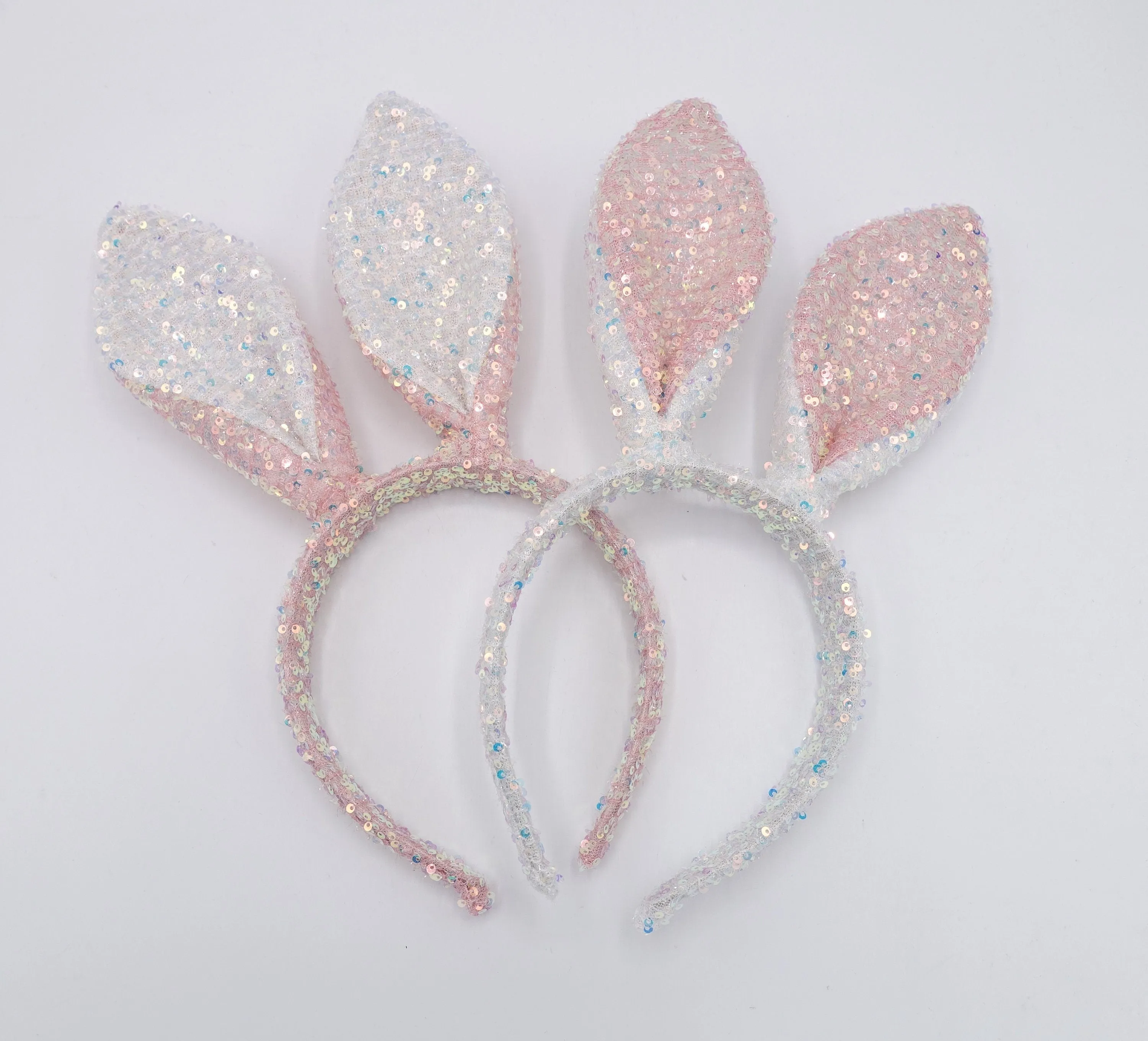 sequin spangle bunny ear headband for a girl