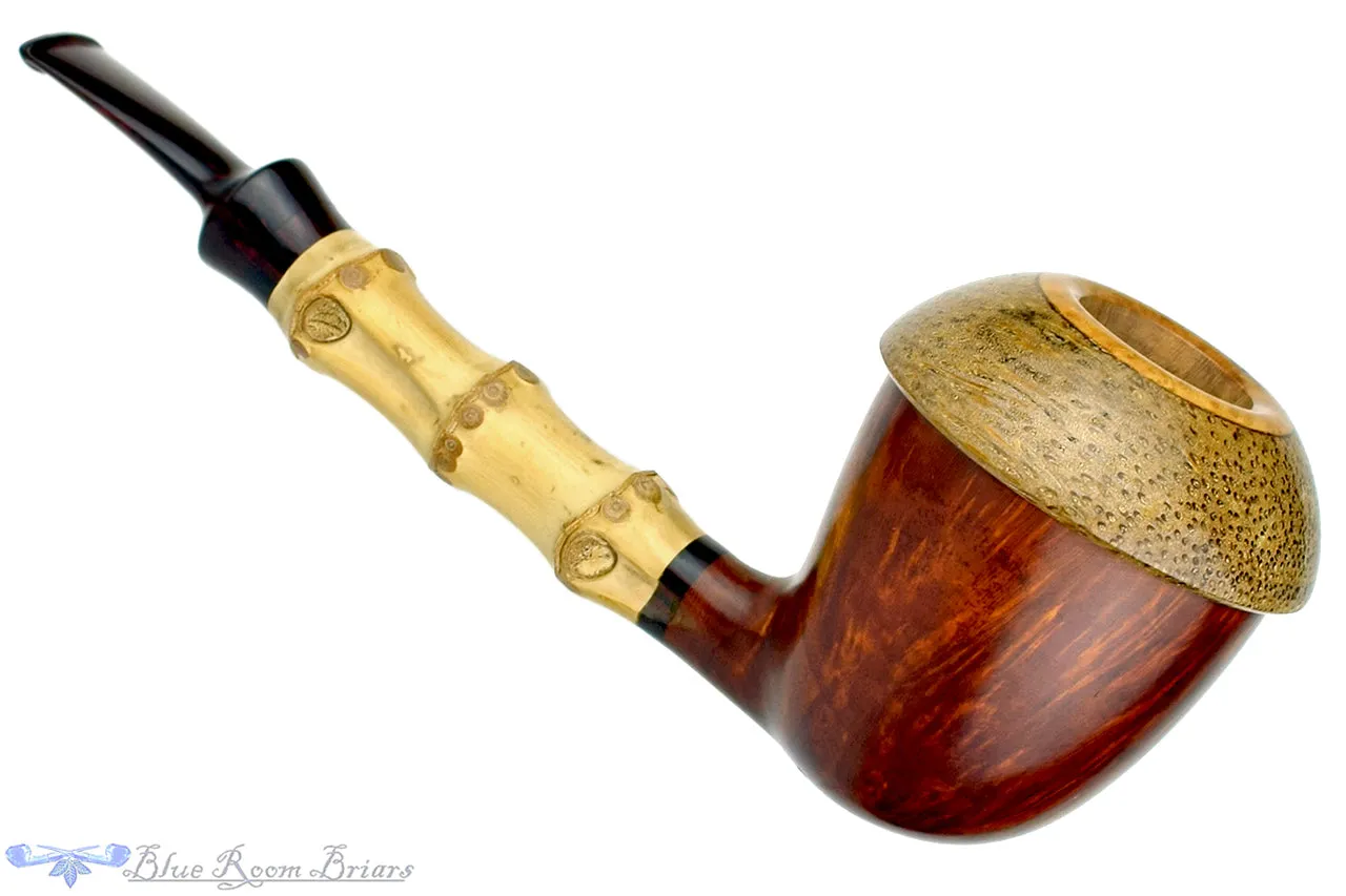 Sergey Cherepanov Pipe 1/8 Bent Bamboo Briar Calabash with Brindle