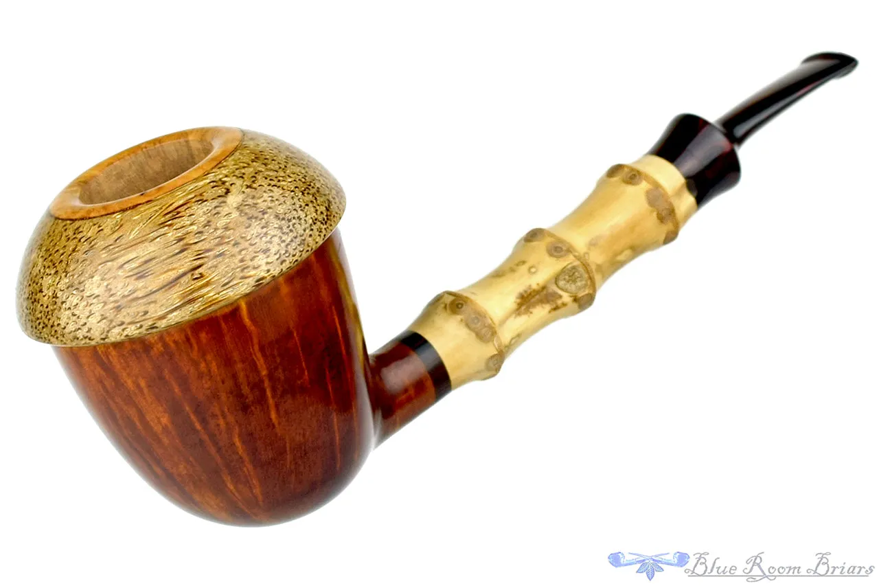 Sergey Cherepanov Pipe 1/8 Bent Bamboo Briar Calabash with Brindle