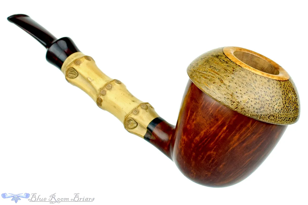 Sergey Cherepanov Pipe 1/8 Bent Bamboo Briar Calabash with Brindle