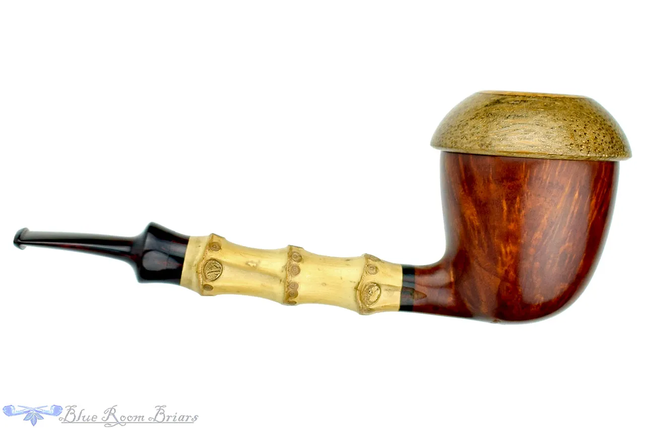 Sergey Cherepanov Pipe 1/8 Bent Bamboo Briar Calabash with Brindle