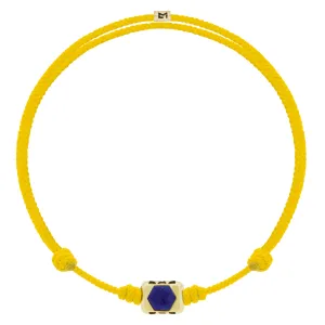 SHIELD ME Ingot with Lapis Hexagon on Yellow Cord Bracelet