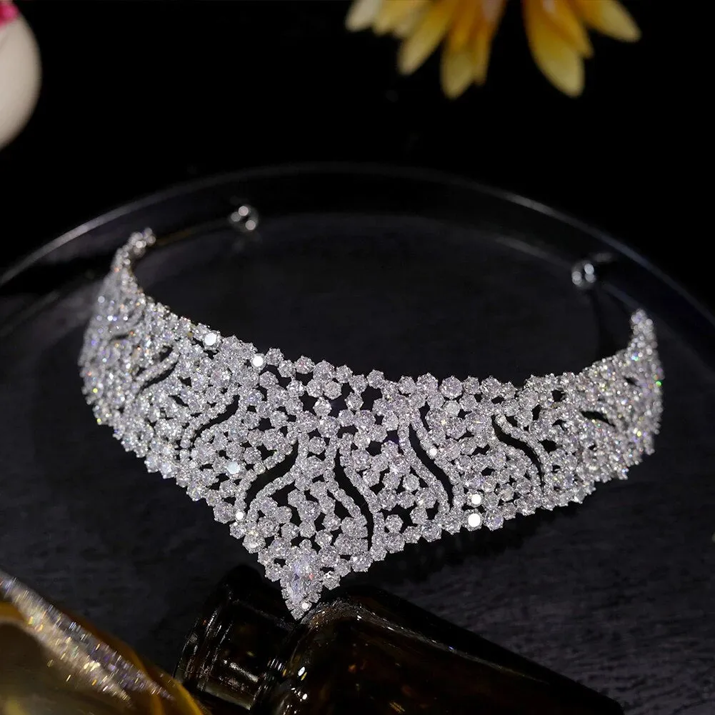 Silver Crystal Bridal Tiara with CZ