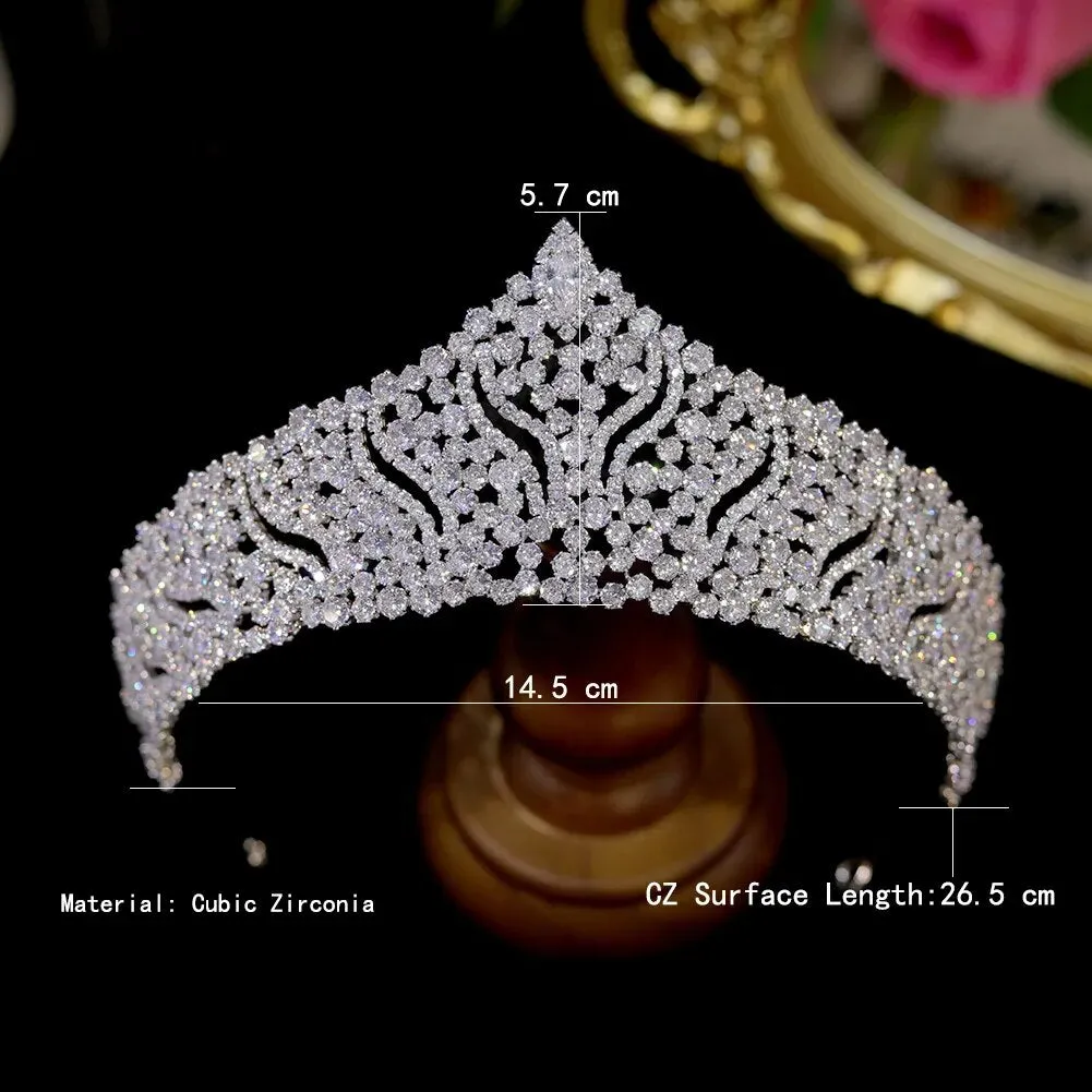 Silver Crystal Bridal Tiara with CZ