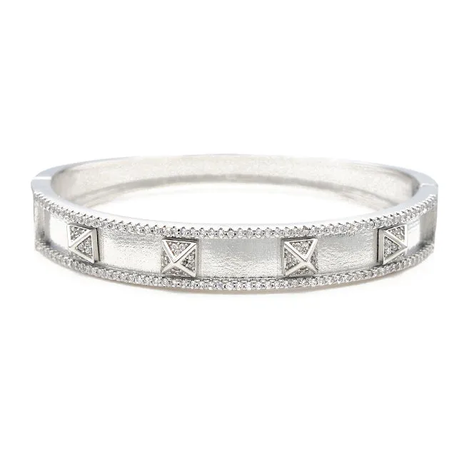 Silver Cubic Zirconia Spike Bangle Bracelet