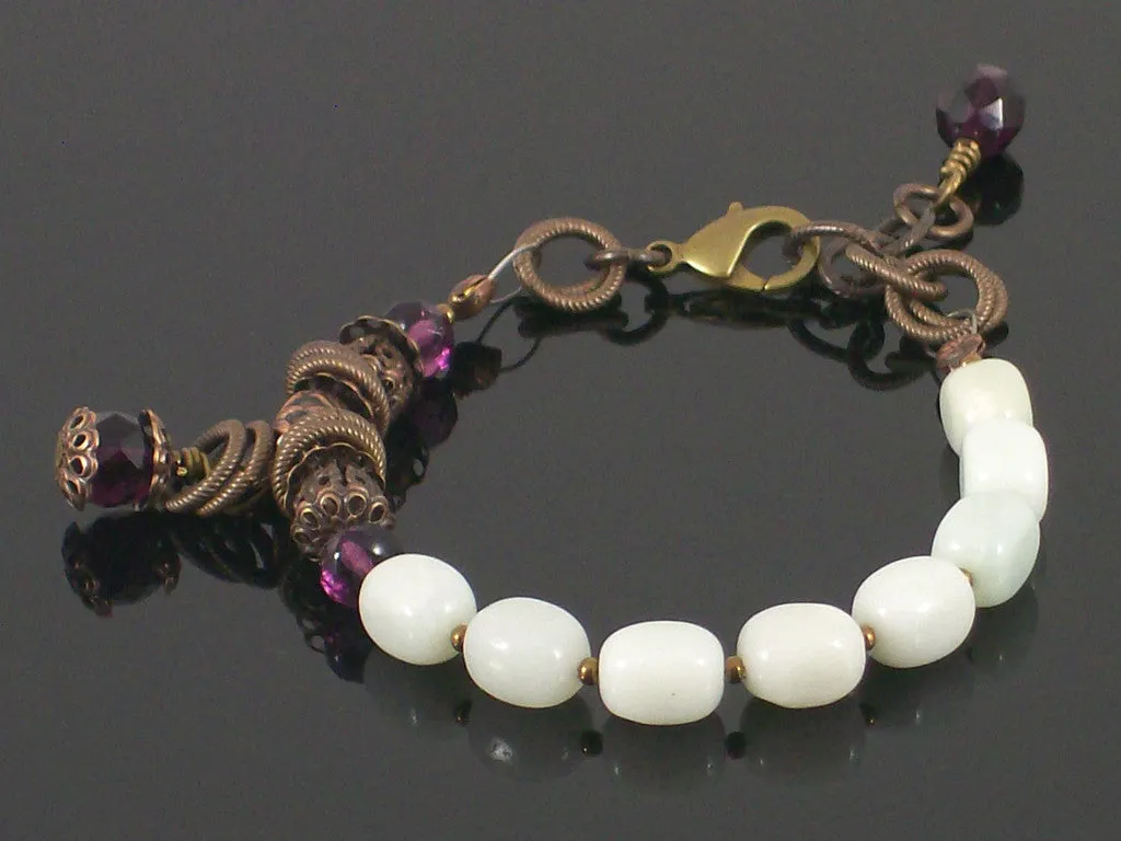 Single-strand Amazonite & amethyst crystal bracelet (Web-198)