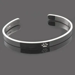 Slim Sterling Silver Paw Print Cuff Bracelet