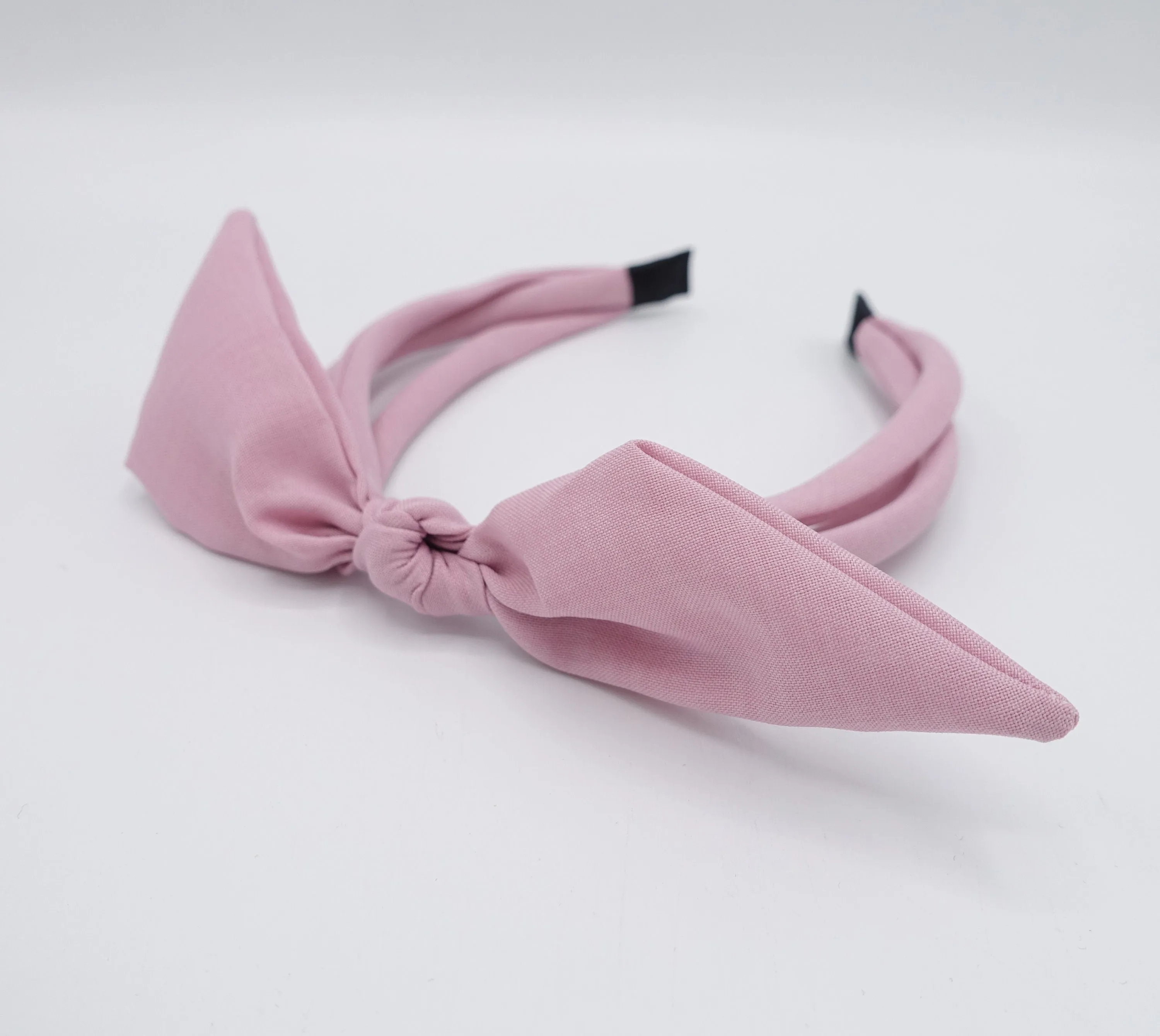 solid bow knot triple fabric strand headband thin hairband women hair accessory