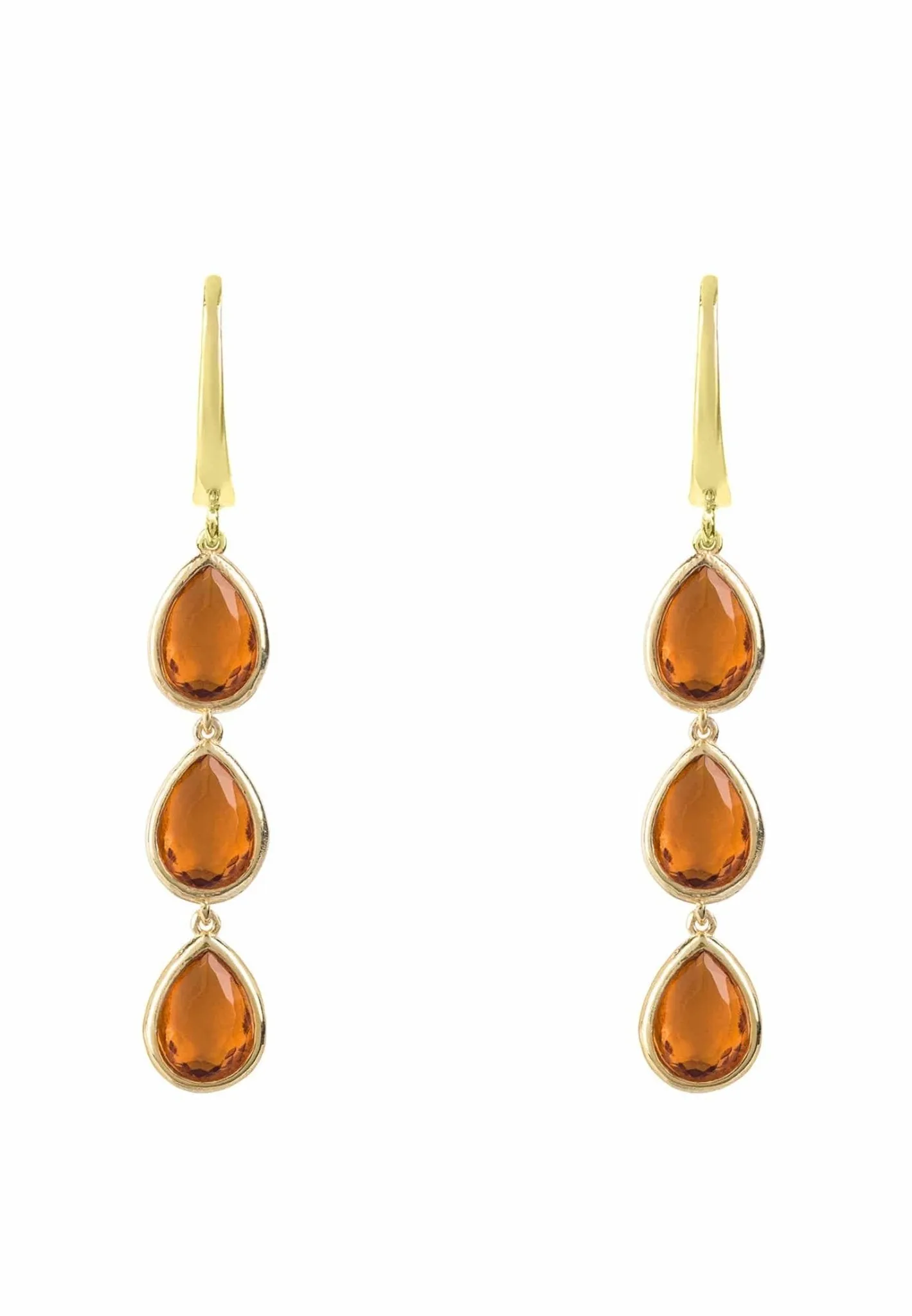 Sorrento Triple Drop Earrings Gold Citrine