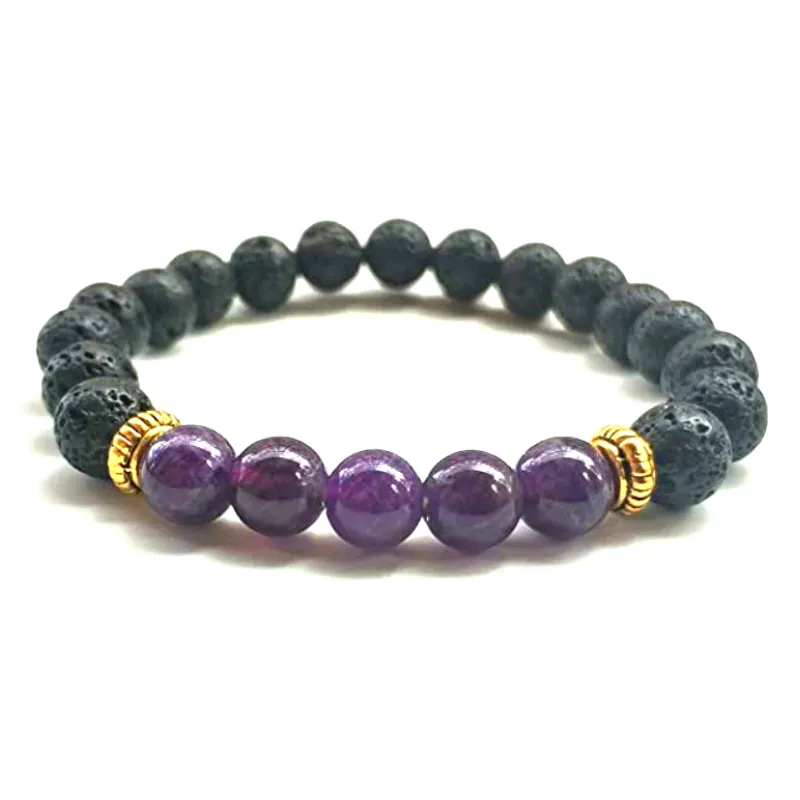 Spiritual Amethyst Bracelet: Amethyst & Lava Stone