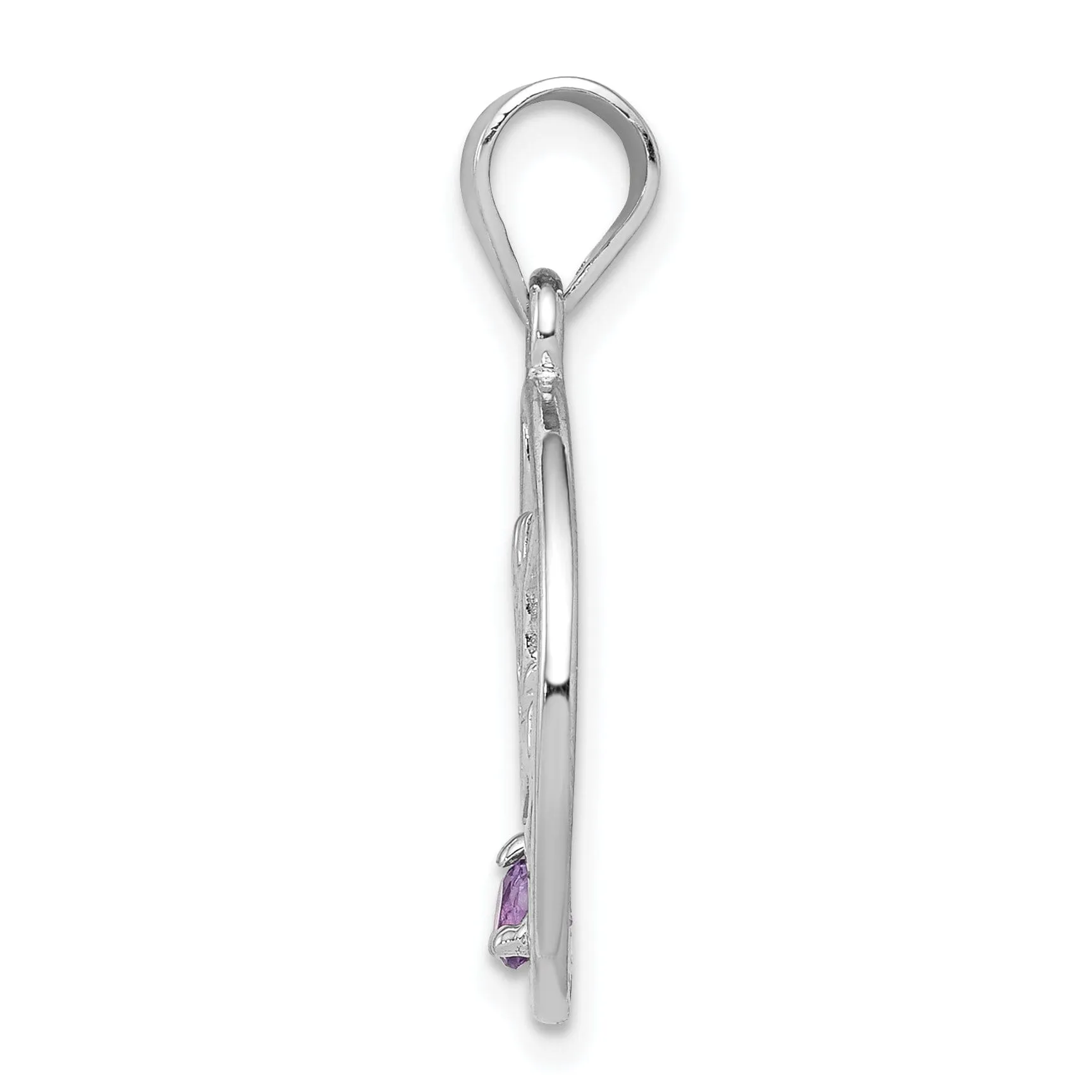 Sterling Silver Amethyst Happy Birthday Charm