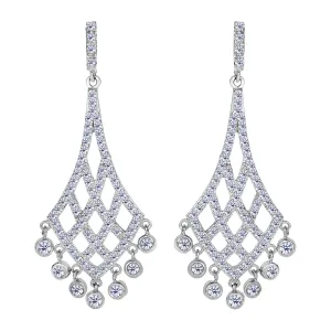 Sterling Silver And Cubic Zirconia Shaped Chandelier Drop Earrings