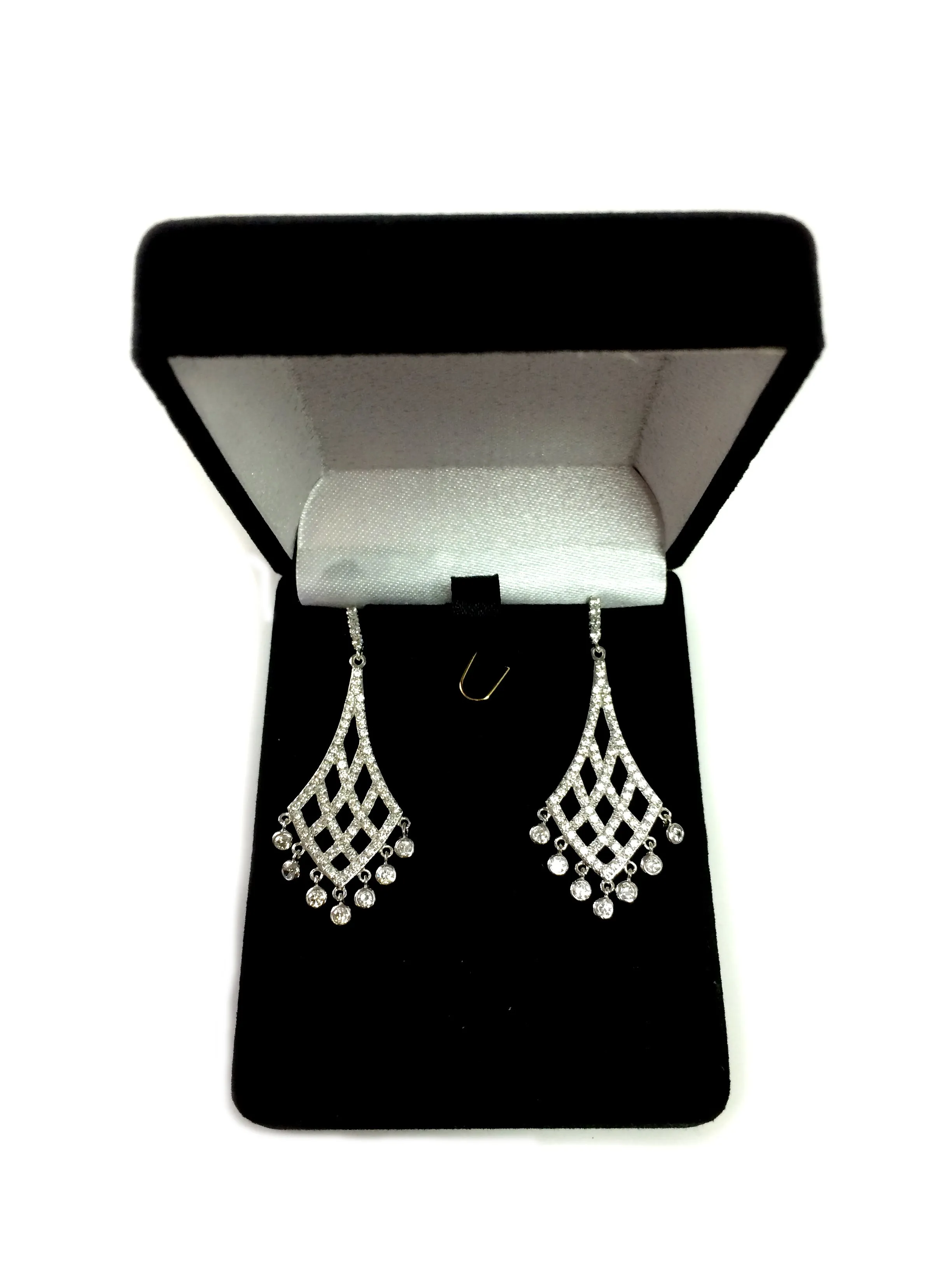 Sterling Silver And Cubic Zirconia Shaped Chandelier Drop Earrings