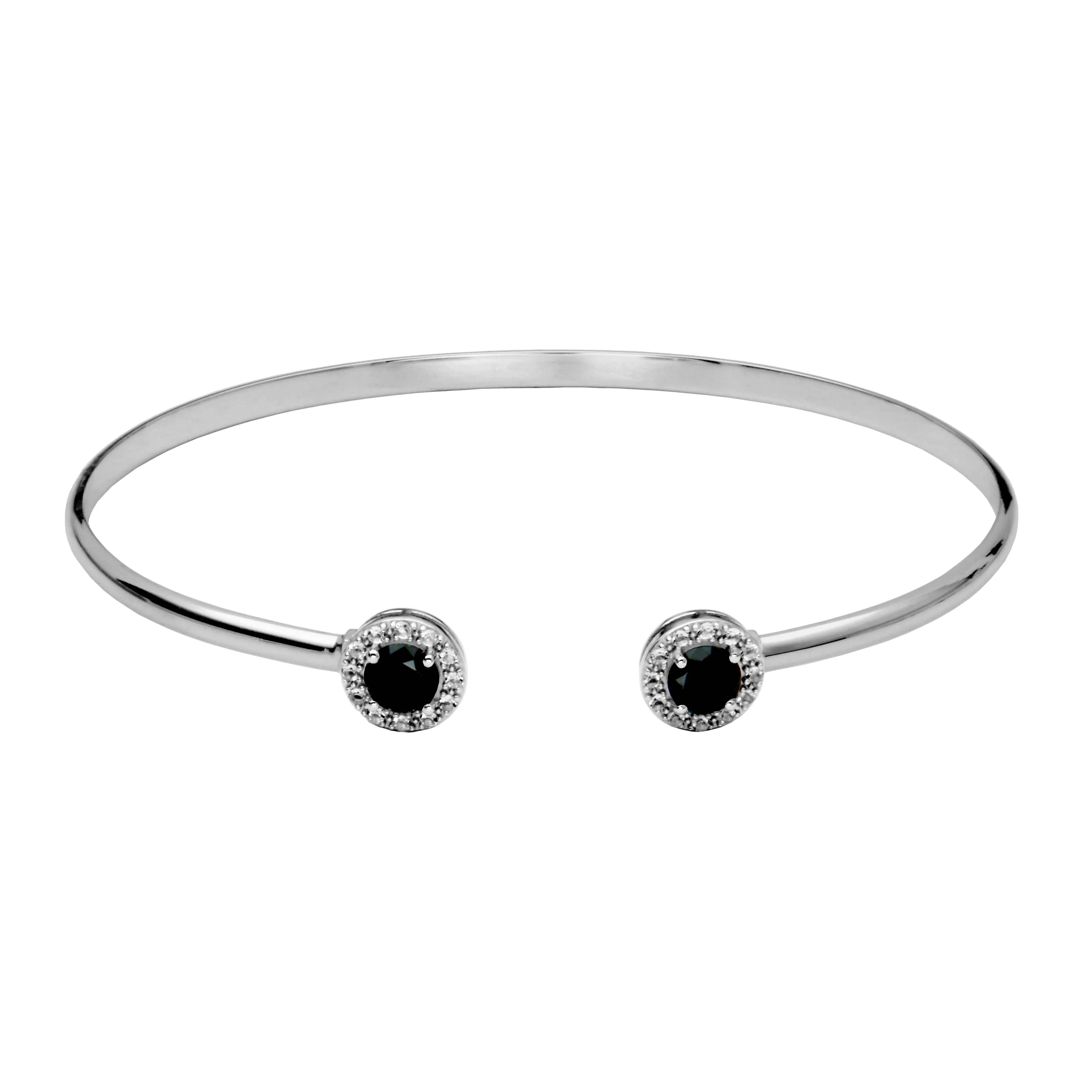 Sterling Silver Black Spinel White Topaz Cuff Bracelet