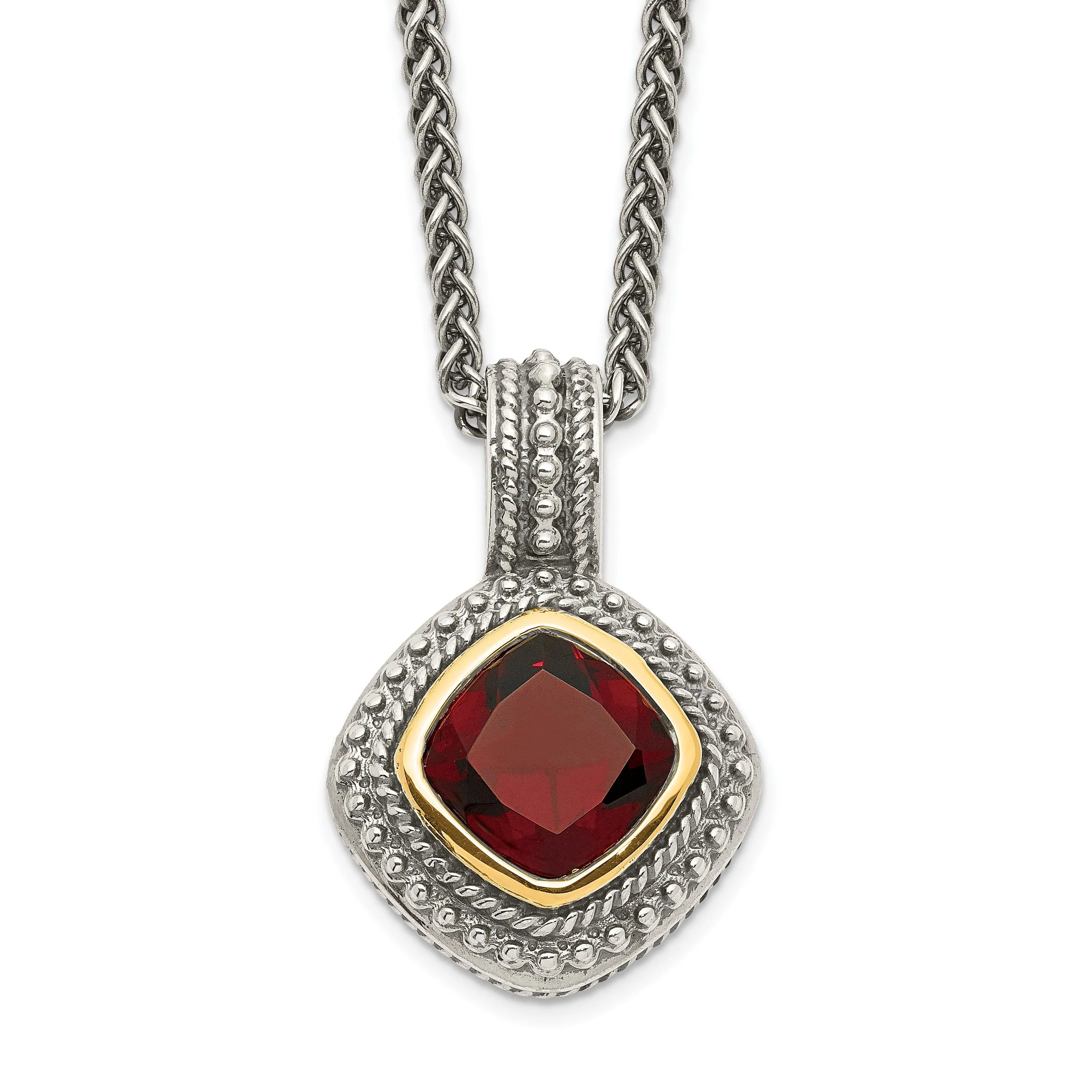 Sterling Silver Gold Garnet Necklace