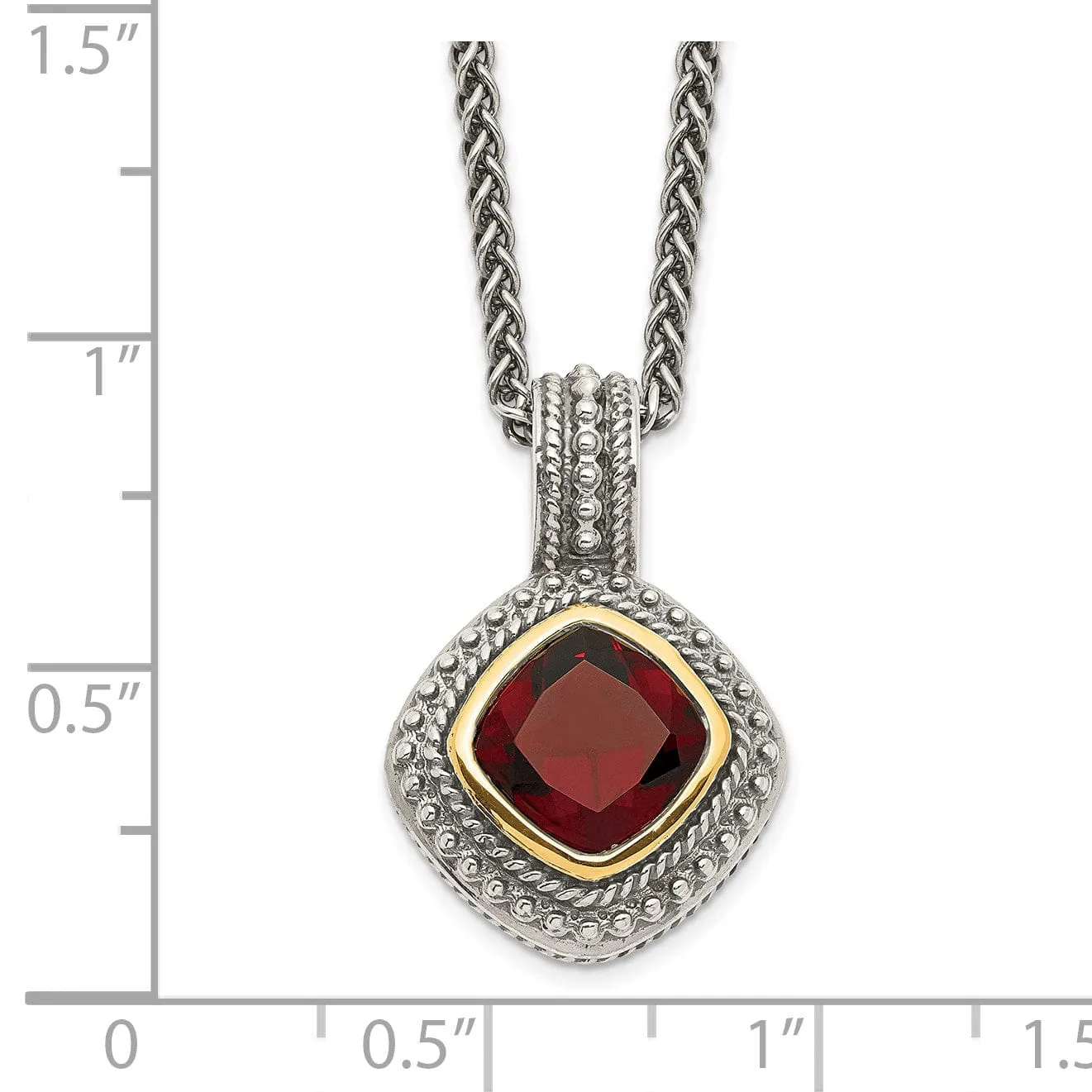 Sterling Silver Gold Garnet Necklace