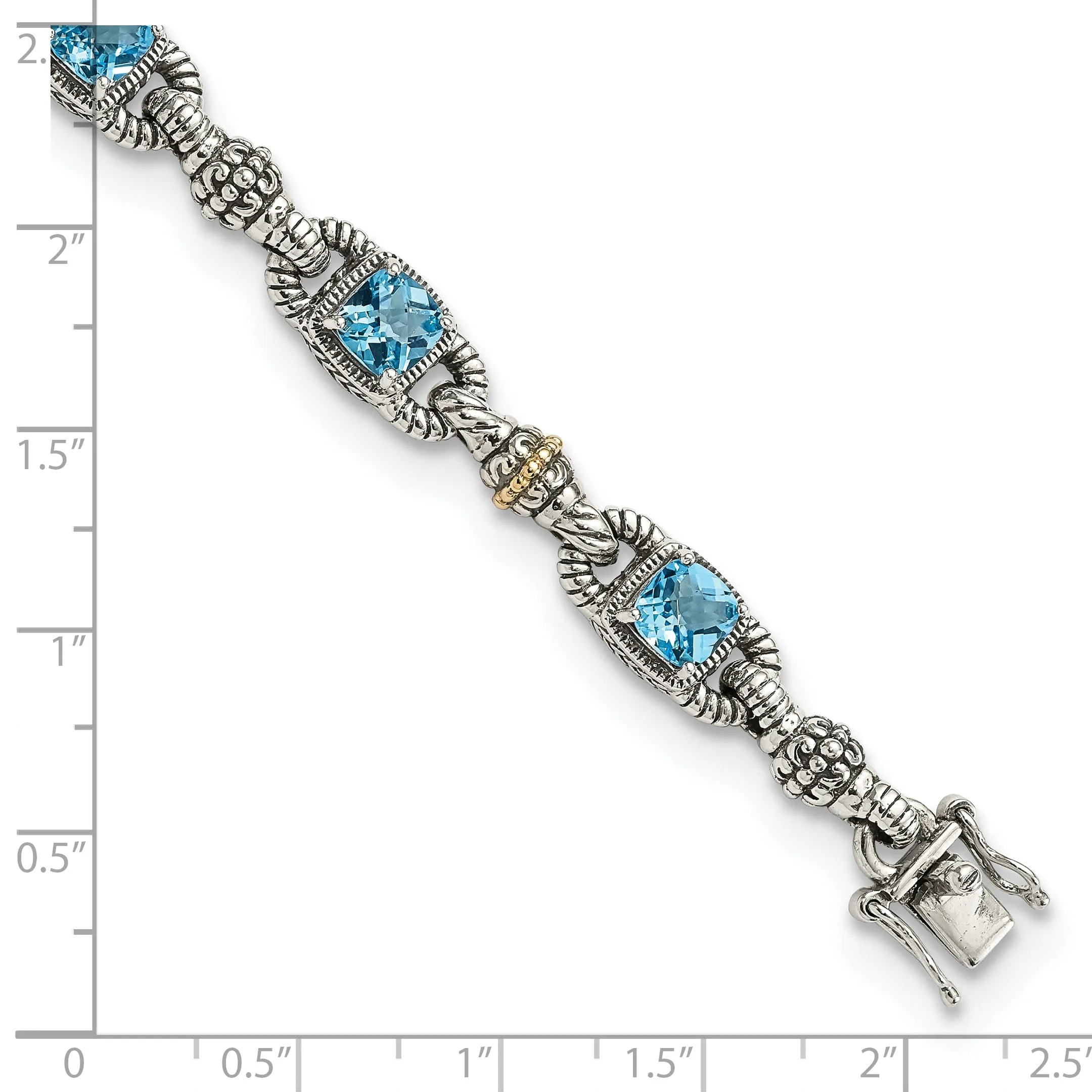 Sterling Silver Gold Sky Blue Topaz Bracelet