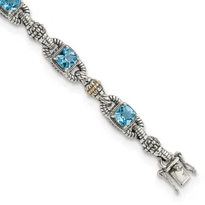 Sterling Silver Gold Sky Blue Topaz Bracelet