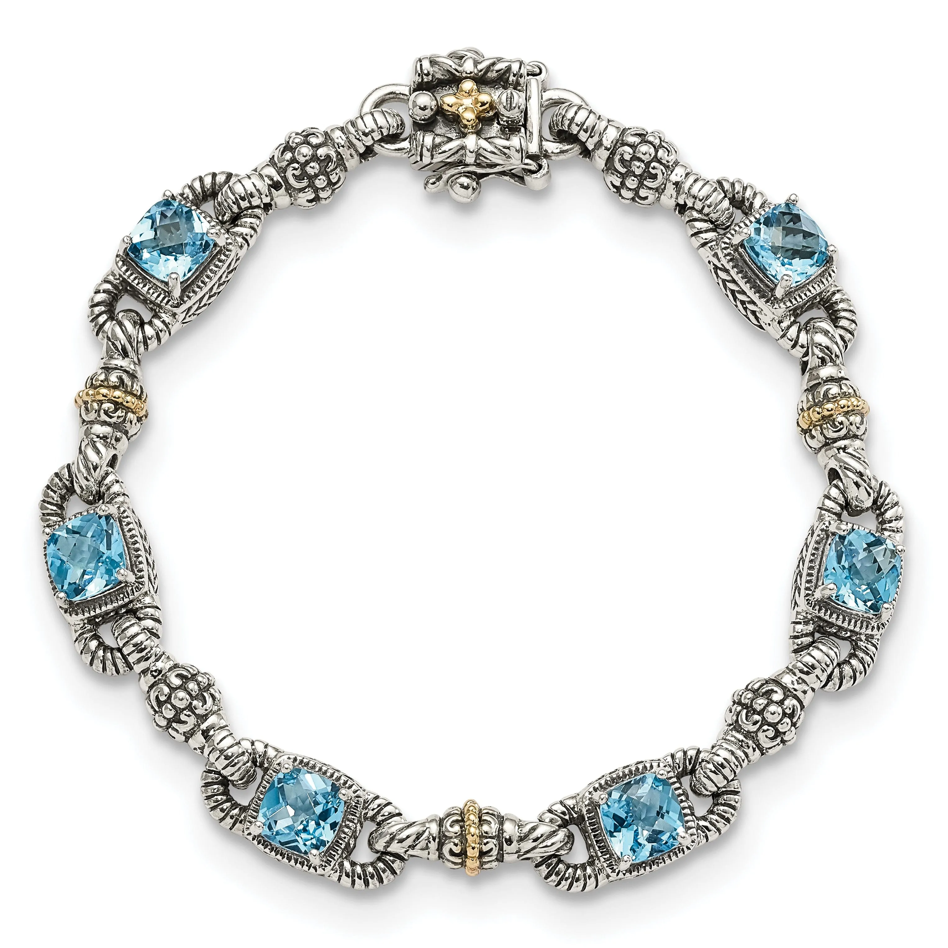 Sterling Silver Gold Sky Blue Topaz Bracelet