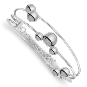 Sterling Silver Polished Beaded Bangle Bracelet