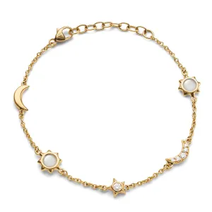 Sun, Moon and Stars Diamond and Moonstone Chain Bracelet