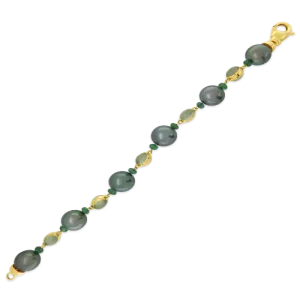 Tahitian Pearl, Moonstone & Emerald Bracelet