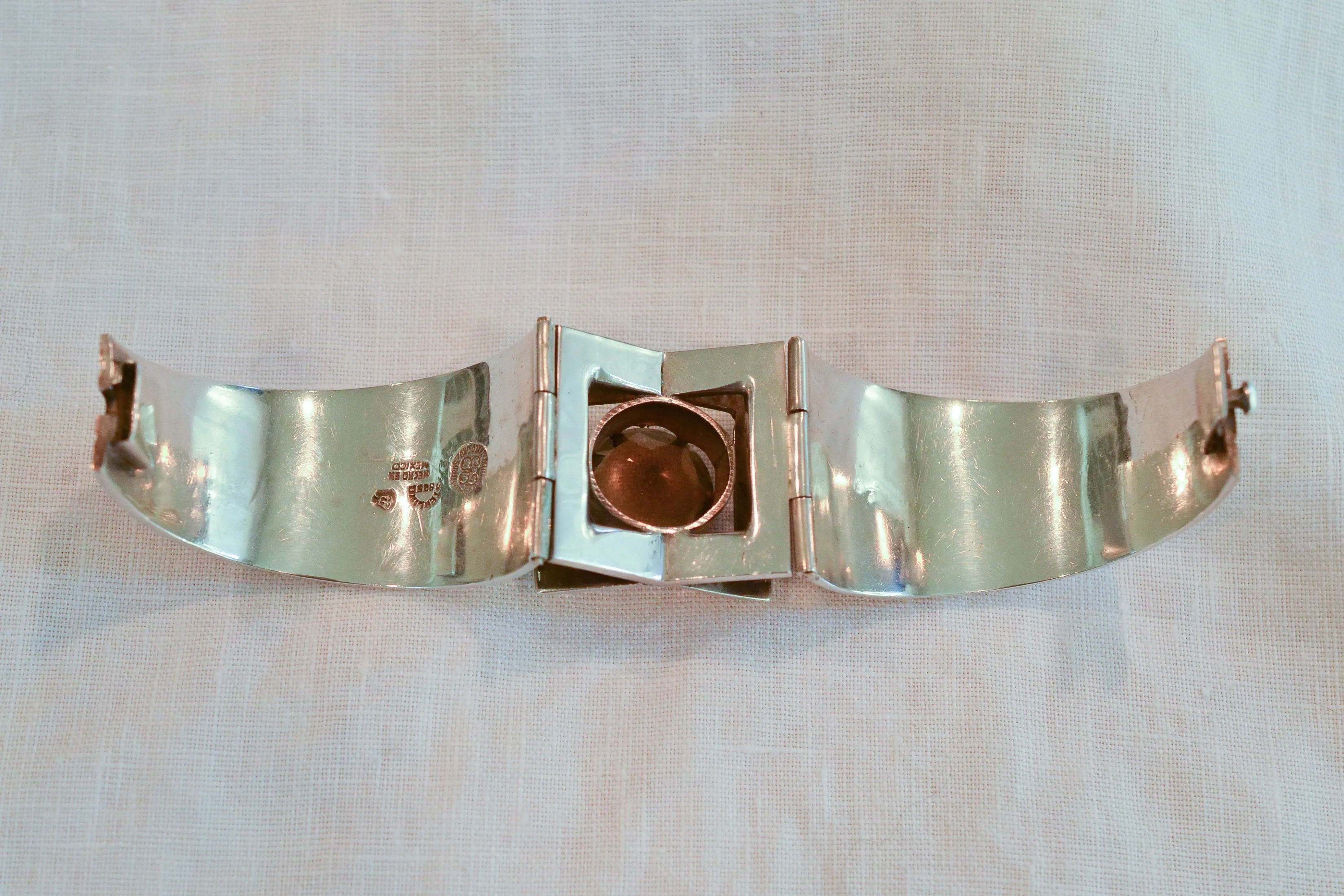 Talleres Los Ballesteros Sterling Modernist Bracelet, Smoky Topaz MCM, 101.7 Grams