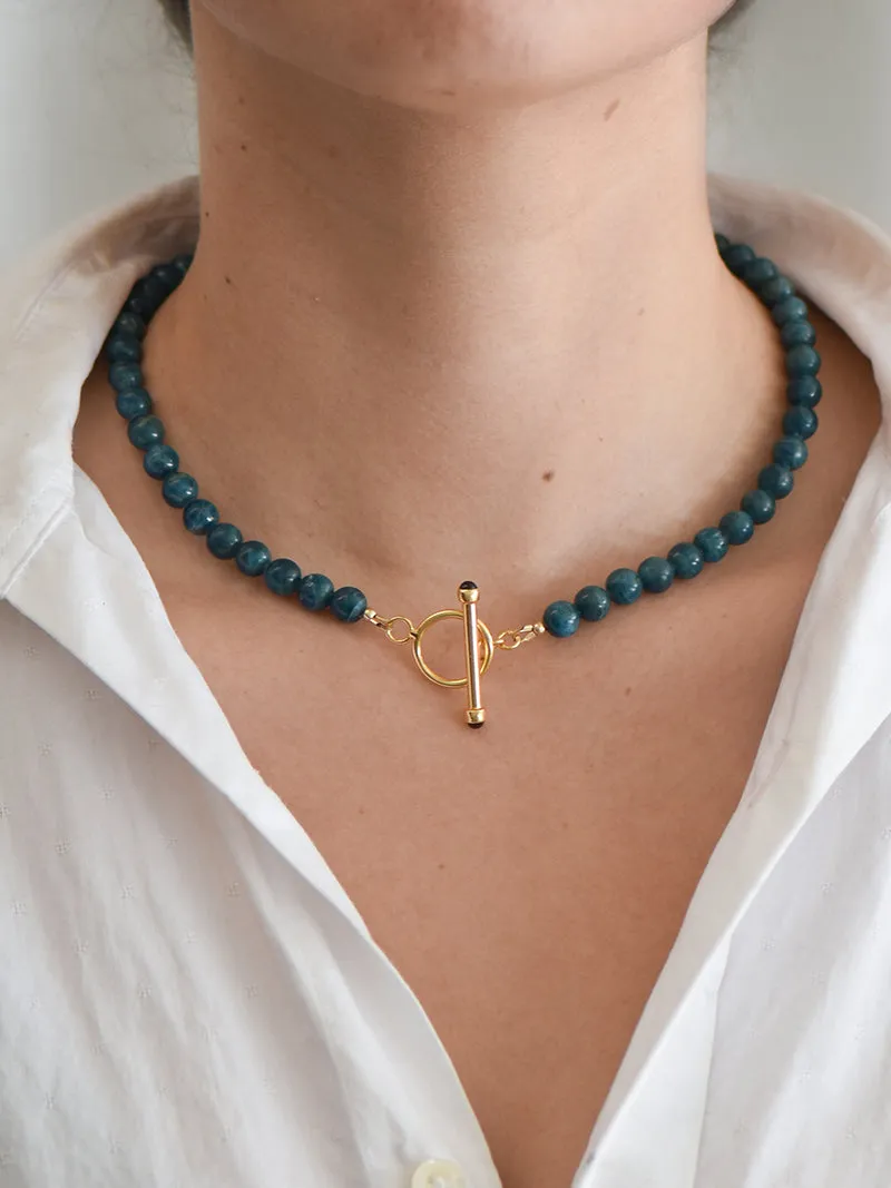 Tate Necklace | Gold with Blue Apatite & Garnet