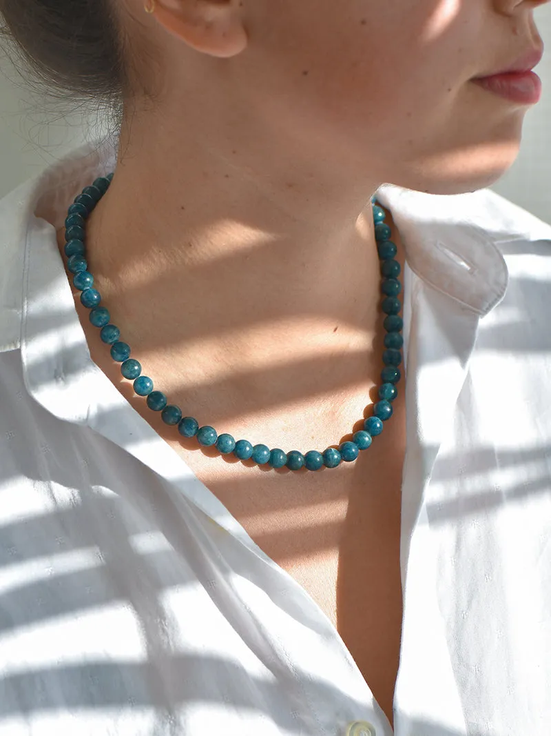 Tate Necklace | Gold with Blue Apatite & Garnet