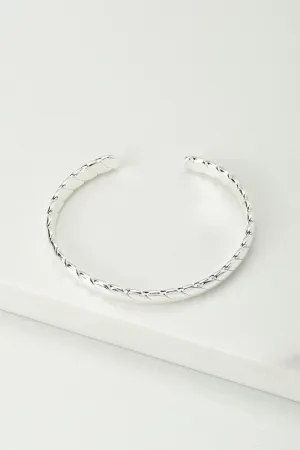 Textured Braid Cuff Bracelet - Silver