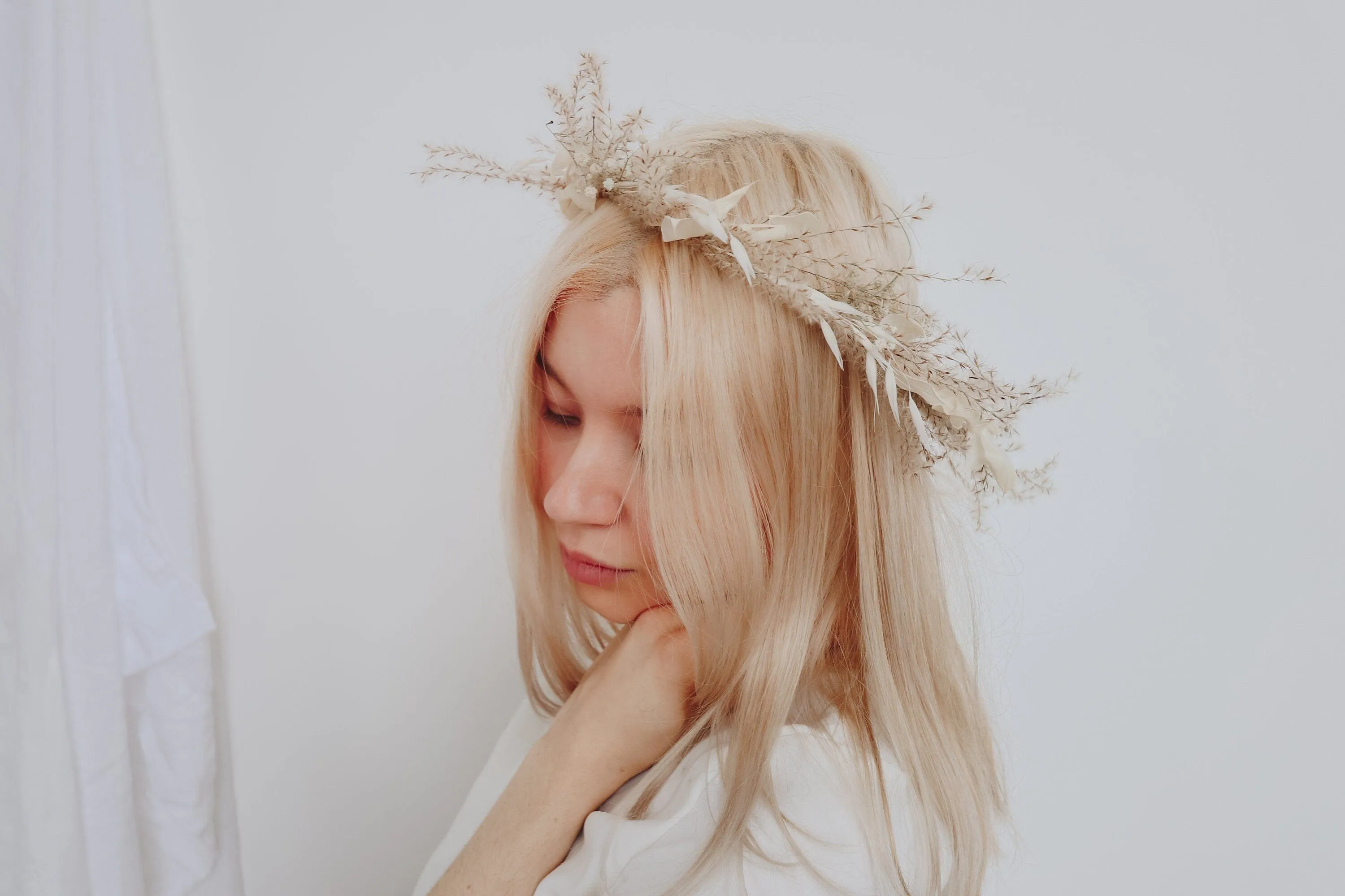 The Pampas and Prairie Crown / Pampas Grass Dried Grasses Crown / Dried Flower Crown / Boho Bridal Crown