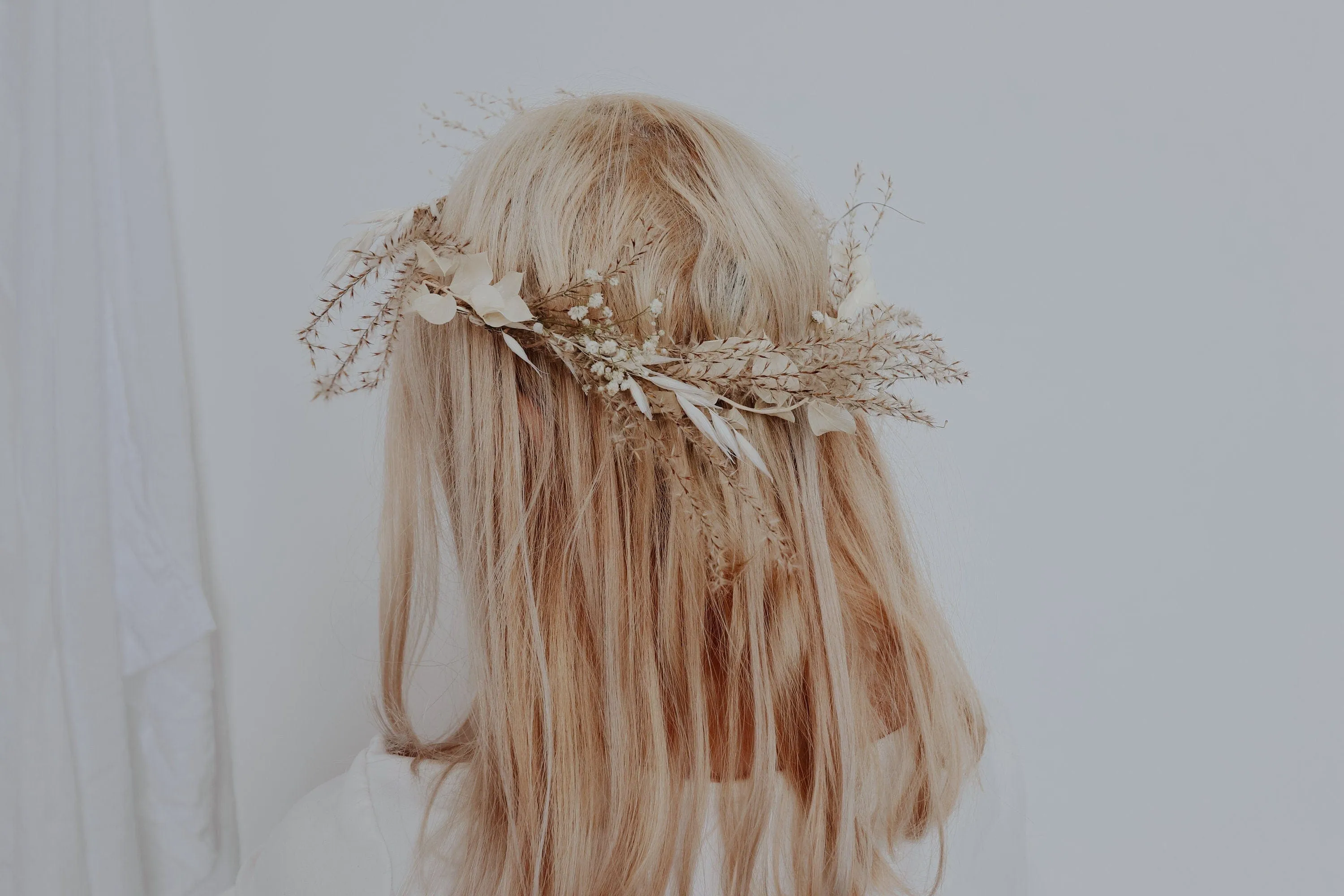 The Pampas and Prairie Crown / Pampas Grass Dried Grasses Crown / Dried Flower Crown / Boho Bridal Crown