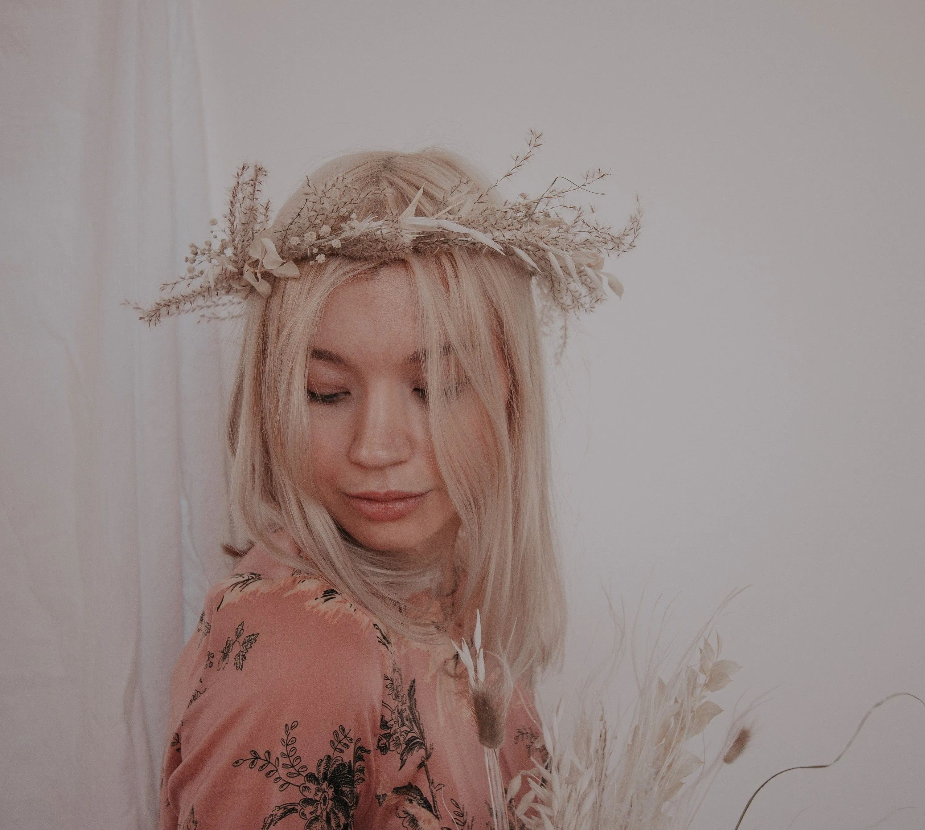 The Pampas and Prairie Crown / Pampas Grass Dried Grasses Crown / Dried Flower Crown / Boho Bridal Crown