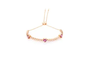 The Royals Bolo Hearts Bracelet Purple Amethyst by "Joanna Achkar"