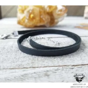 Thin black leather choker