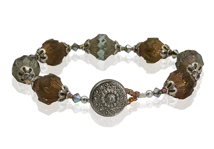 Topaz Glass Crystal Button Bracelet