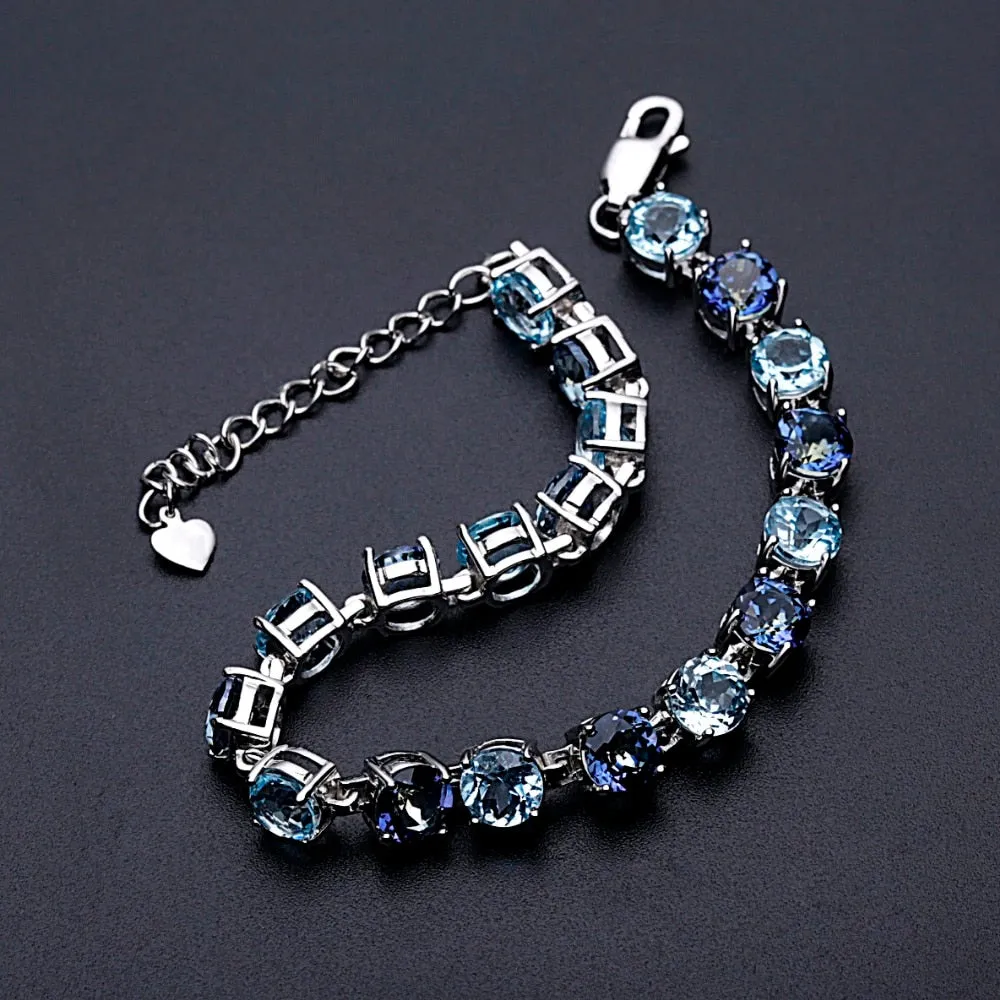 Topaz Mystic Quartz Gemstone 925 Sterling Silver Bracelets