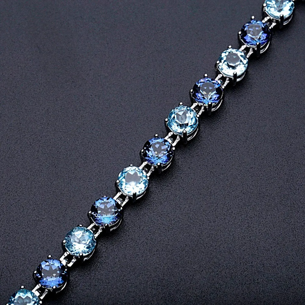 Topaz Mystic Quartz Gemstone 925 Sterling Silver Bracelets