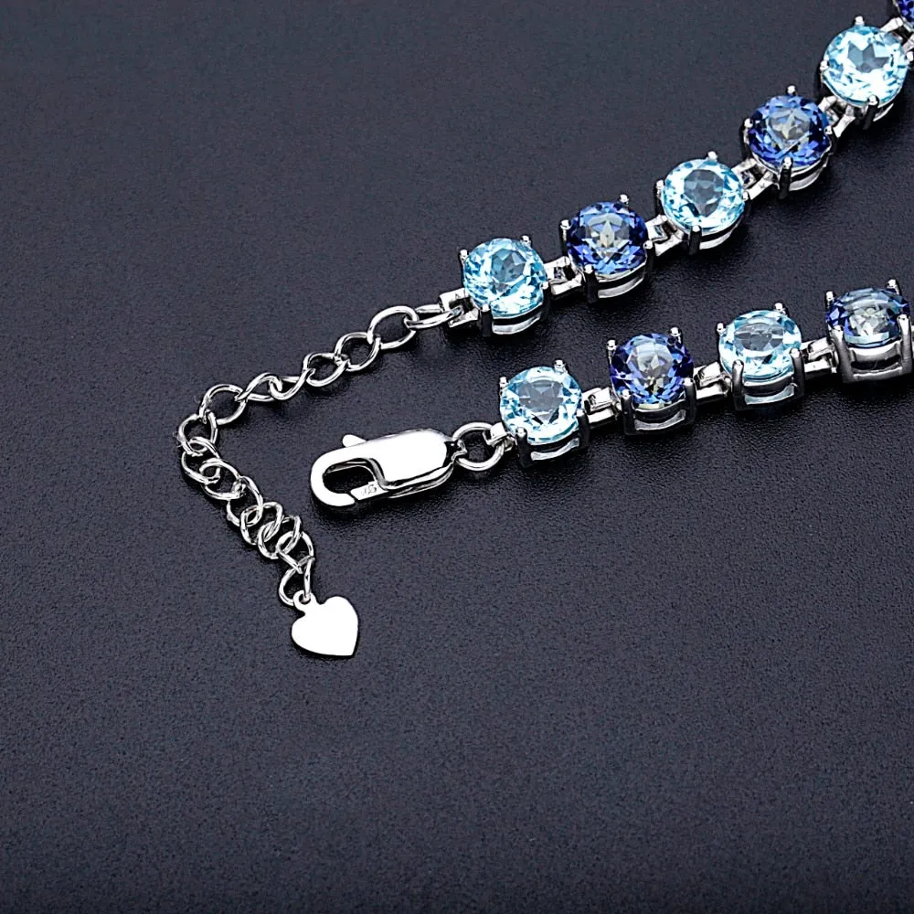 Topaz Mystic Quartz Gemstone 925 Sterling Silver Bracelets