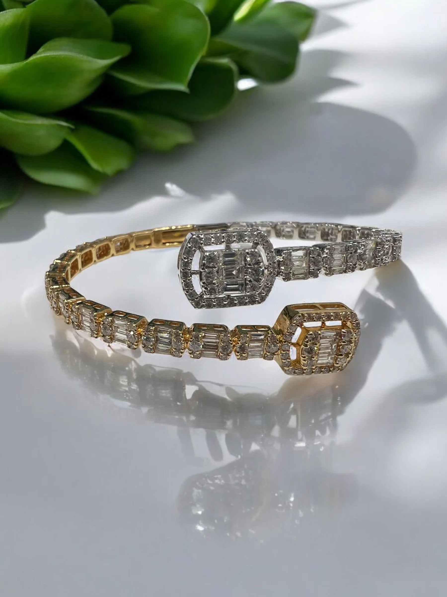 Two-Tone diamond baguette bangle