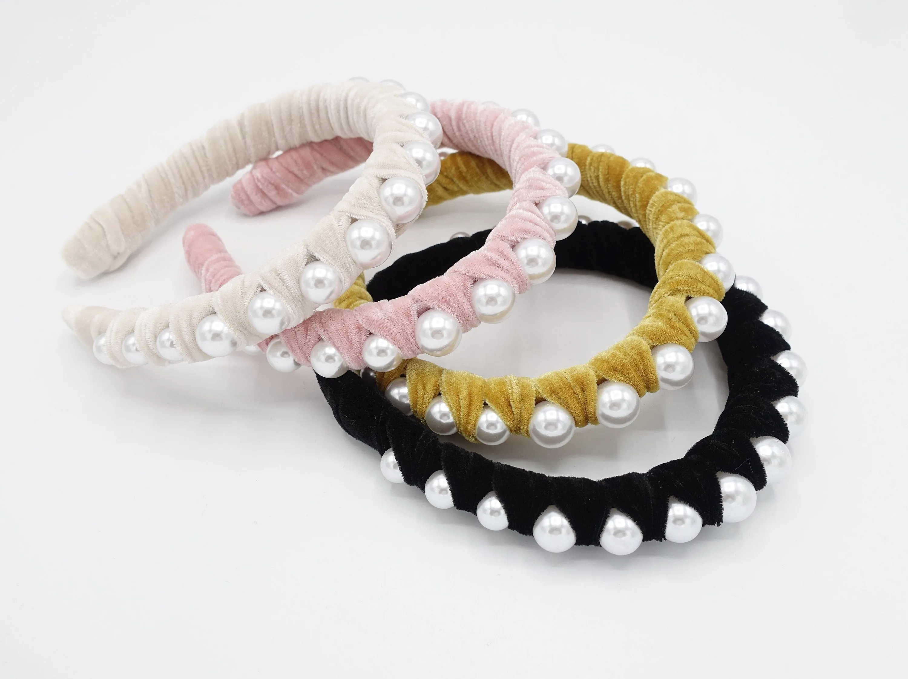 velvet wrap headband big pearl embellished hairband stylish women hair accessories