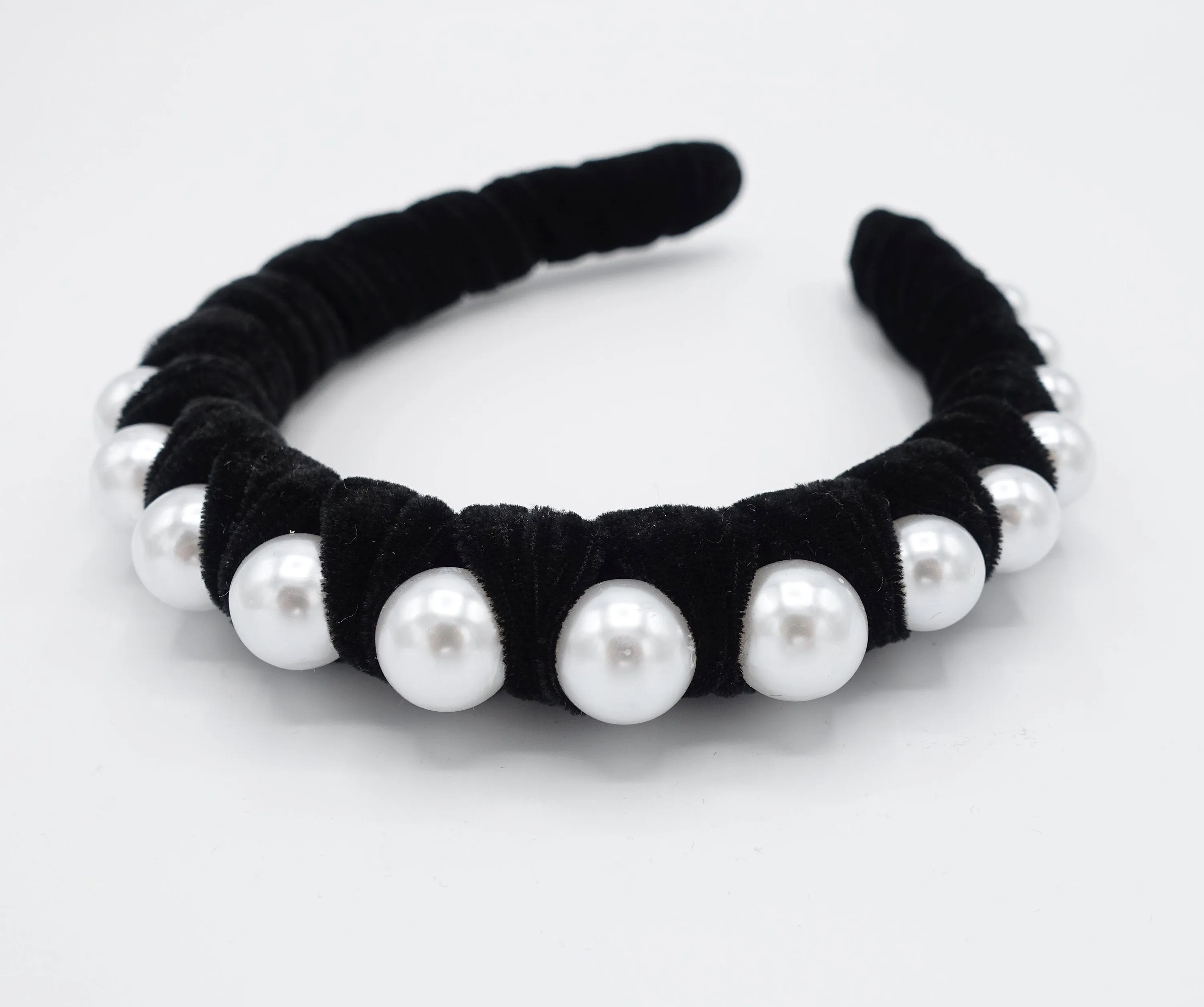 velvet wrap headband big pearl embellished hairband stylish women hair accessories