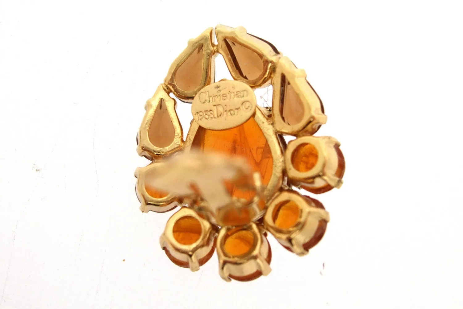 Vintage 1958 Christian Dior  Earrings Amber Crystal