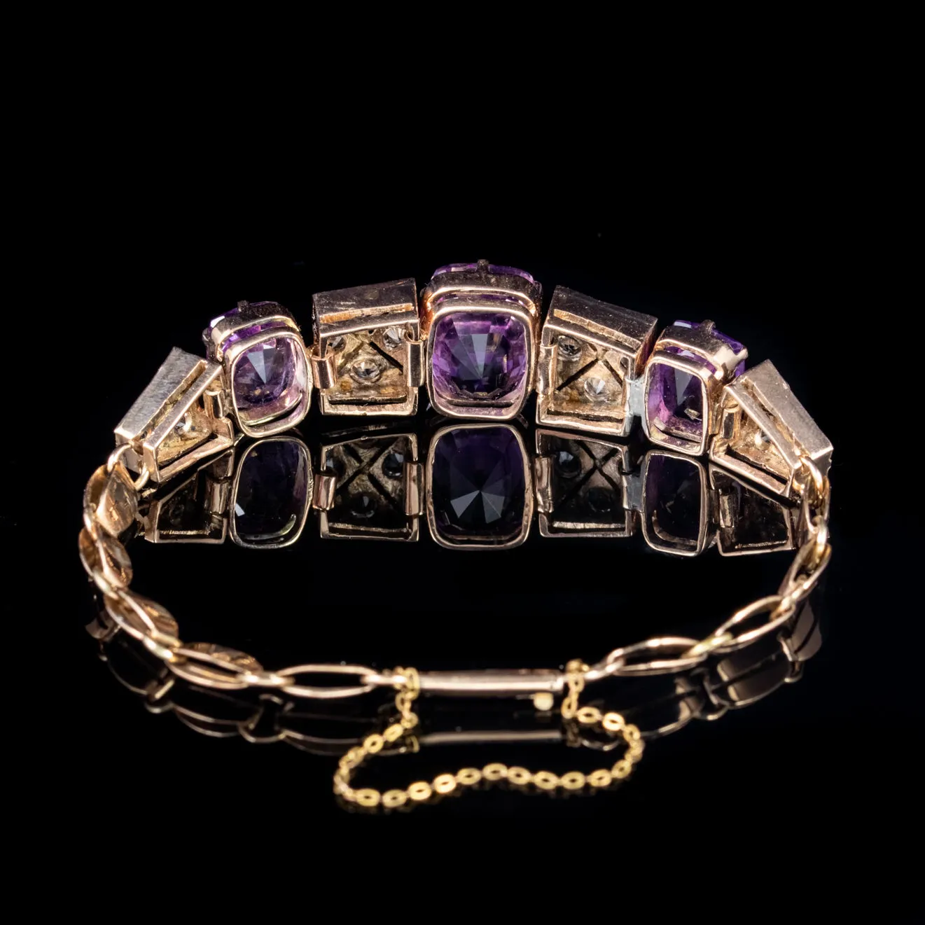 Vintage Amethyst White Sapphire Bracelet 9Ct  Rose Gold 10Ct Of Amethyst