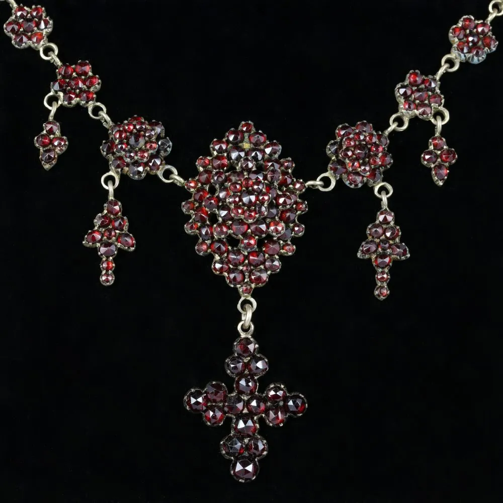 Vintage Bohemian Garnet Lavaliere Necklace